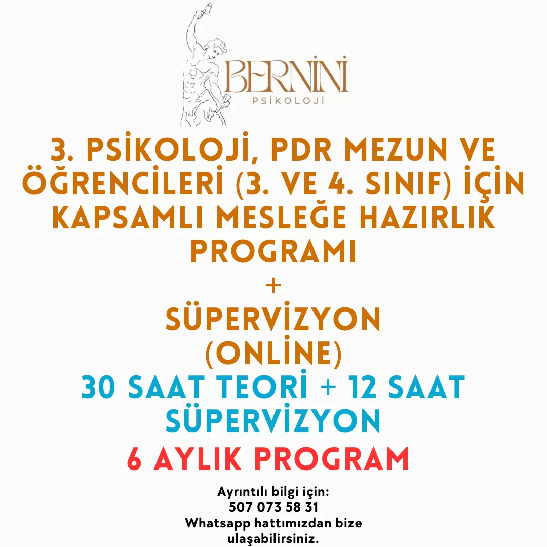 Psikoloji ve PDR Mezun ve Öğrencileri (Son Sınıflar) İçin Altı Aylık Kapsamlı Mesleğe Hazırlık Programı + Süpervizyon (Online) (Eylül Üçüncü Grup)